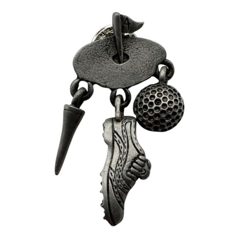 Vintage Pewter Golf‎ Charms Pin - Golf Ball, Tee, Shoe - CJ Marked 1.25”